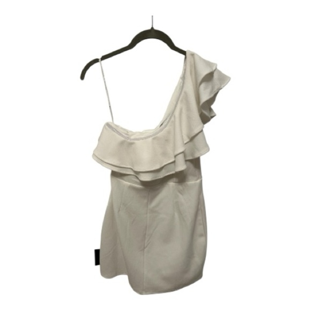 Lulus Enticing Behavior White Ruffled One-Shoulder Mini Dress size M - Picture 3 of 6